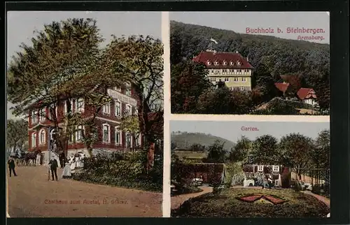 AK Buchholz b. Steinbergen, Arensburg, Garten, Gasthaus zum Auetal