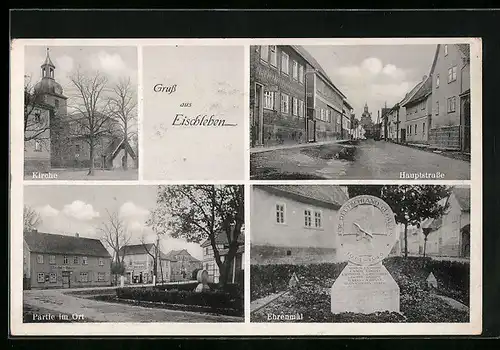 AK Eischleben, Kirche, Hauptstrasse, Partie im Ort