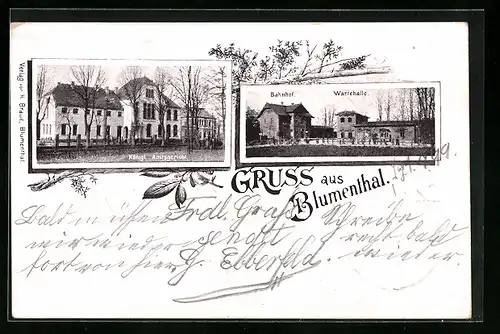 AK Blumenthal, Königl. Amtsgericht, Bahnhof, Wartehalle