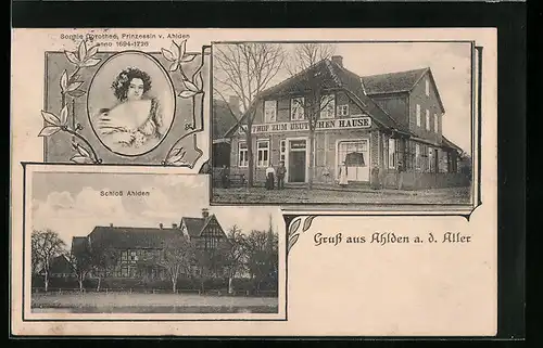 AK Ahlden a. d. Aller, Schloss Ahlden, Gasthof zum deutschen Hause