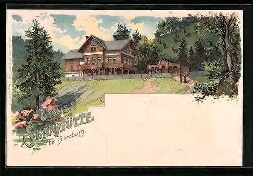 Lithographie Harzburg, Gasthaus Sennhütte