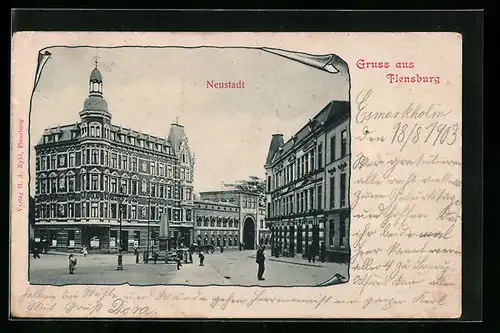 AK Flensburg, Strasseneck Neustadt