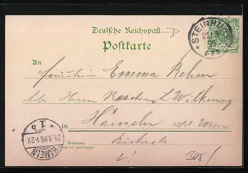 Lithographie Wilhelmstein, Ortspartie mit Booten