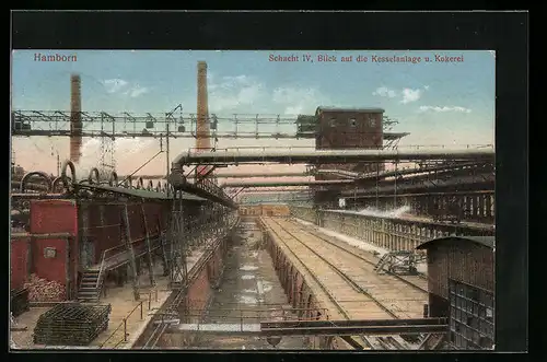 AK Hamborn, Kohle-Schacht IV mit Blick auf die Kesselanlage und Kokerei