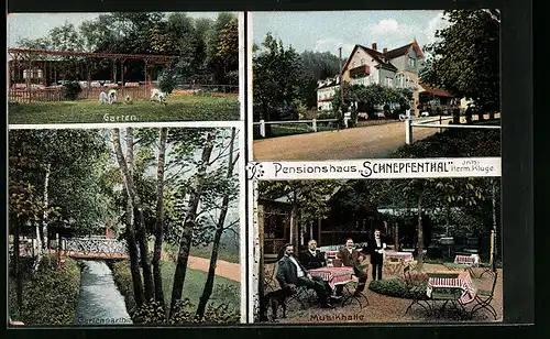 AK Schnepfenthal, Pension Schnepfenthal, Garten, Musikhalle