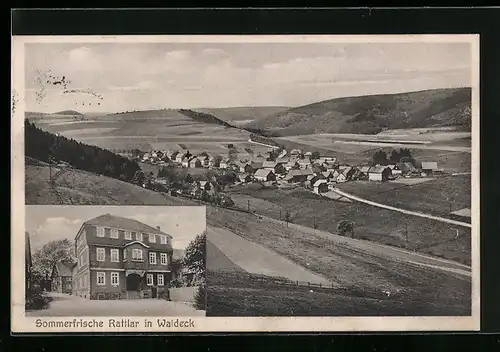 AK Rattlar in Waldeck, Gasthof zur Post, Ortsansicht