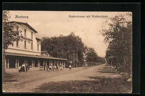 AK Harburg, Gasthaus Waldschänke in der Staderstrasse