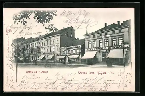 AK Hagen i. W., Hotels am Bahnhof, Hotel Rüssmanns