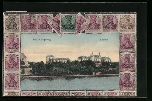 AK Segeberg, Das Kurhaus, Briefmarkenverzierung