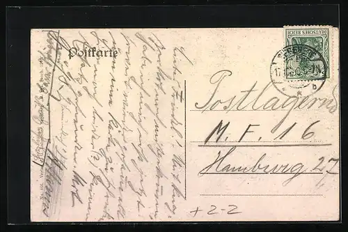 AK Segeberg, Das Kurhaus, Briefmarkenverzierung