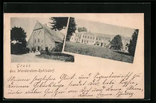 AK Warderdam-Rohlsdorf, Gehöft und herrschaftliches Gebäude