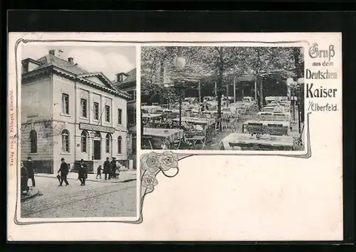 AK Elberfeld, Gasthaus Deutscher Kaiser mit Garten