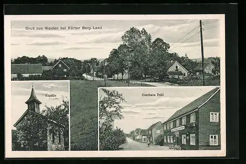 AK Weiden bei Kürten, Kapelle und Gasthaus Pohl