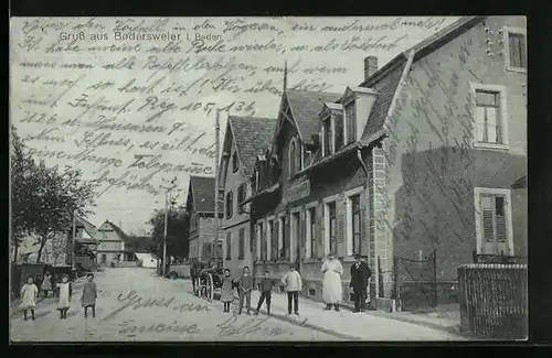 AK Bodersweier i. Baden, Strassenpartie mit Gasthaus z. Adler