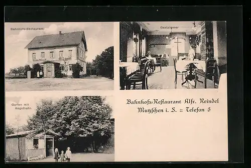 AK Mutzschen i. S., Bahnhofs-Restaurant Alfr. Reindel