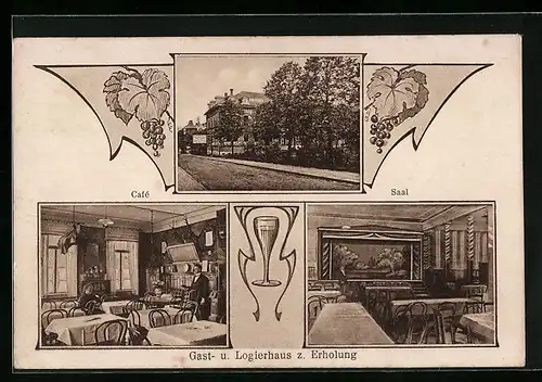 AK Brotterode i. Thür., Gast- u. Logierhaus z. Erholung, Cafe, Saal