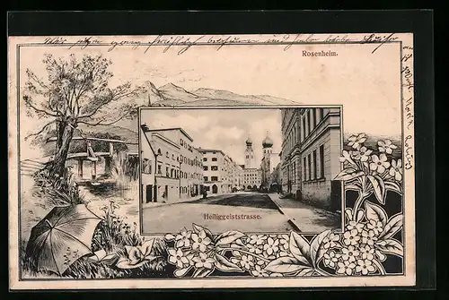 AK Rosenheim, Blick auf die Heiliggeiststrasse