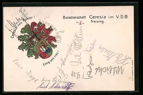 AK Freising, Studentenwappen der Burschenschaft Ceresia im V. D. B.