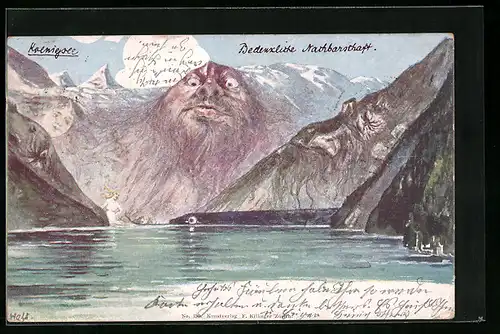 Künstler-AK Fritz Hass: Der Watzmann mit Gesicht, Berggesichter