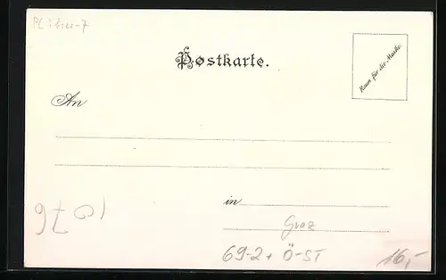 Lithographie Graz, Anti-Alkohol-Kongress 1901, Genussmensch und Abstinenzler