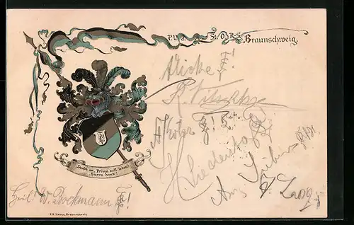 AK Braunschweig, Studentenwappen mit Motto Prima soll leben!