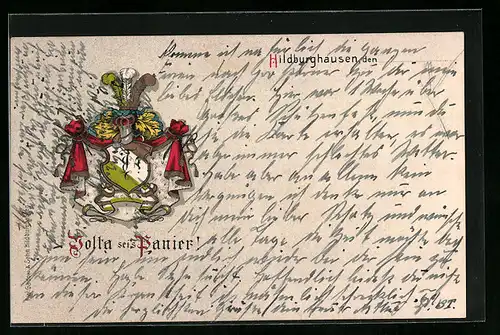 AK Hildburghausen, Studentenwappen mit Motto Volta seis Panier!