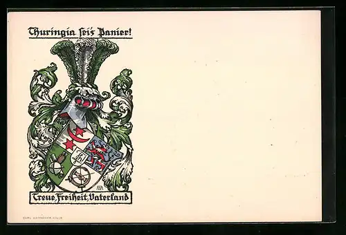 AK Studentenwappen Thuringia mit Motto Treue, Freiheit, Vaterland
