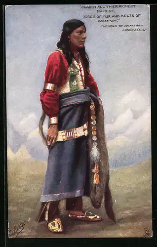 AK Hiawatha, Indianerin in bunter Kleidung