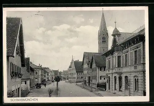 AK Schwabmünchen, Ortsansicht mit Kirche