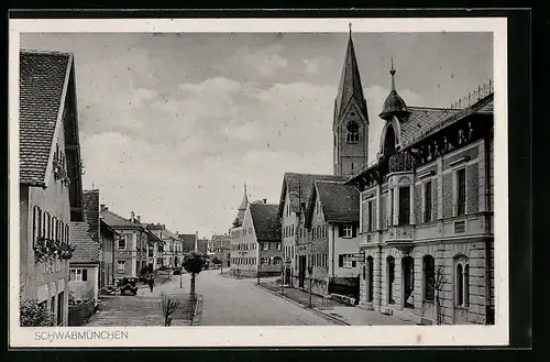 AK Schwabmünchen, Ortsansicht mit Kirche