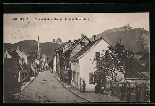 AK Mehlem, Meckenheimerstrasse mit Drachenfels-Burg