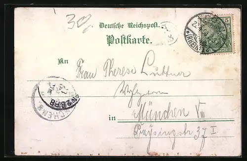 Lithographie Köln-Lindenthal, Partie aus dem Stadtwald