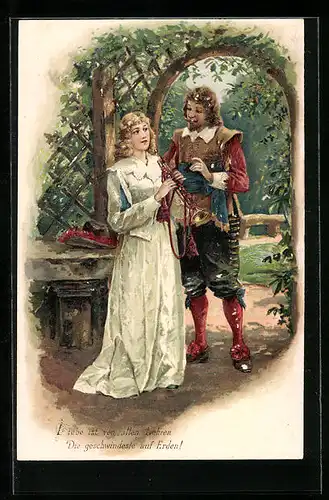 Präge-AK Behüt Dich Gott!, Trompeter von Säckingen mit einer Frau