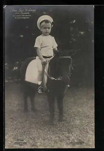 AK Prinz Louis Ferdinand von Preussen auf einem Pony 1907