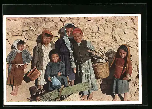 AK Jerusalem, Kindergruppe, arabische Volkstypen