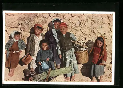 AK Jerusalem, Kindergruppe, arabische Volkstypen