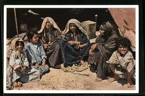 AK Jericho, Beduinenfrauen und Kinder, arabische Volkstypen