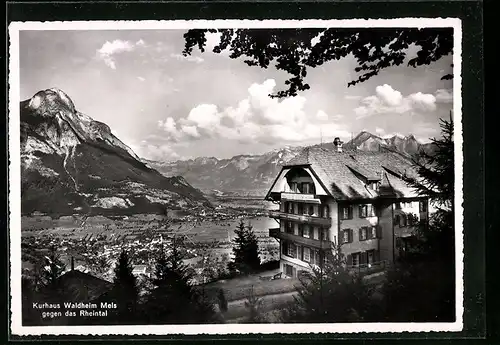 AK Mels, Kurhaus Waldheim Mels gegen das Rheintal