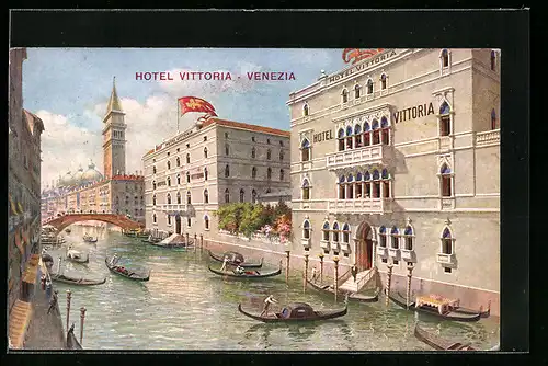 Künstler-AK Venezia, Hotel Vittoria