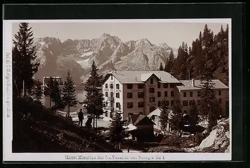 Foto-AK Misurina, Hotel Misurina dei far. Vecellio col Sorapis Nr 1