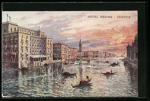 Künstler-AK Venezia, Hotel Regina