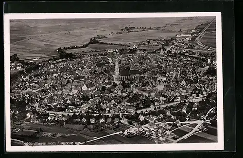 AK Nördlingen, Gesamtansicht vom Flugzeug aus