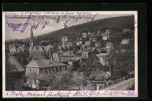 AK Rudolstadt, Teilansicht aus der Vogelschau, Hain