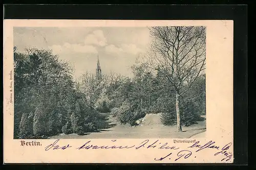 AK Berlin-Kreuzberg, Victoriapark mit Kirche