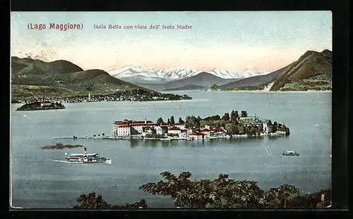 AK Isola Bella /Lago Maggiore, Isola Bella con vista dell` Isola Madre, Dampfer