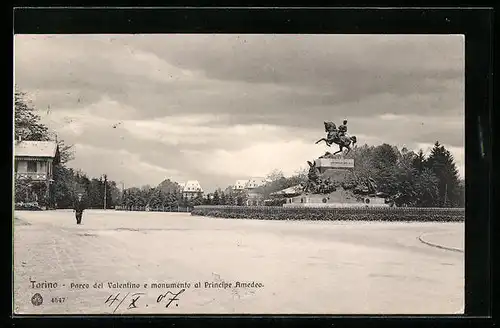 AK Torino, Parco del Valentino e monumento al Principe Amedeo
