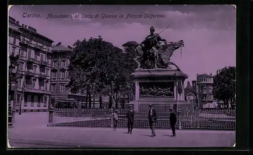 AK Torino, Monumento al Duca di Genova in Piazza Solferino