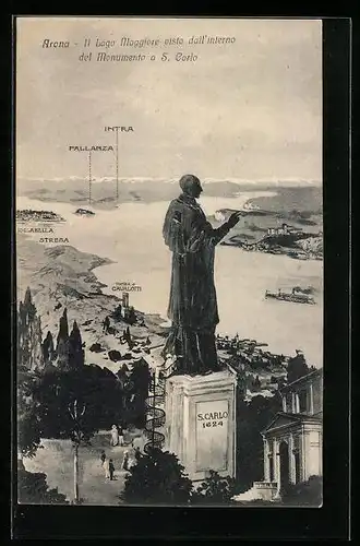 AK Arona, Il Lago Maggiore visto dall`interno del Monumento a S. Carlo