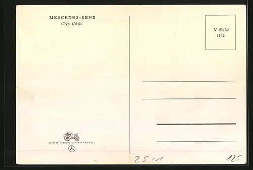 Künstler-AK Mercedes-Benz Typ 170 S, Familie im Auto