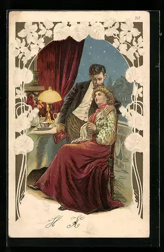 AK Liebespaar am Balkon